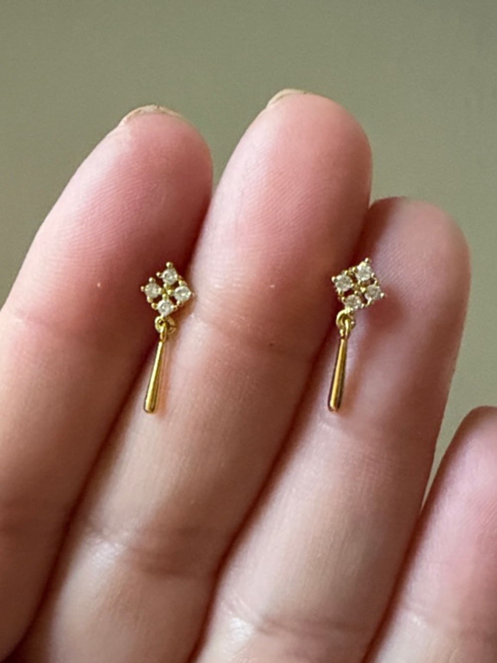 Gold Crystal Drop Stud Earrings - Woman Jewelry